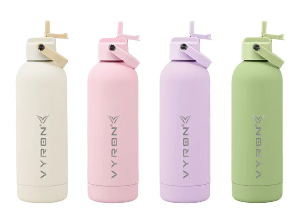 VYRON DAILY 750 – Edelstahl-Trinkflasche mit Trinkhalm, 750 ml