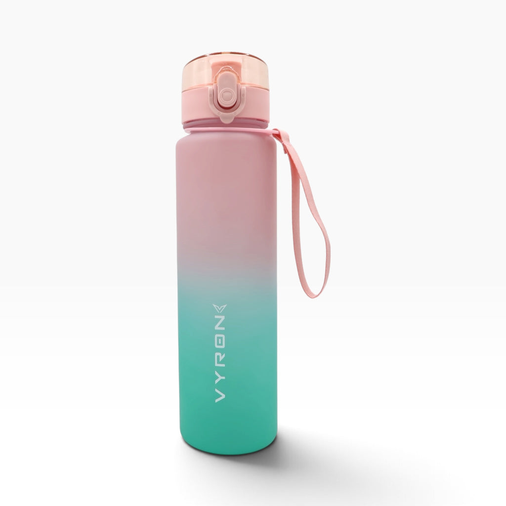 VYRON Sport-Trinkflasche 750 ml in Aurora Pink, Vorderansicht mit Trageschlaufe