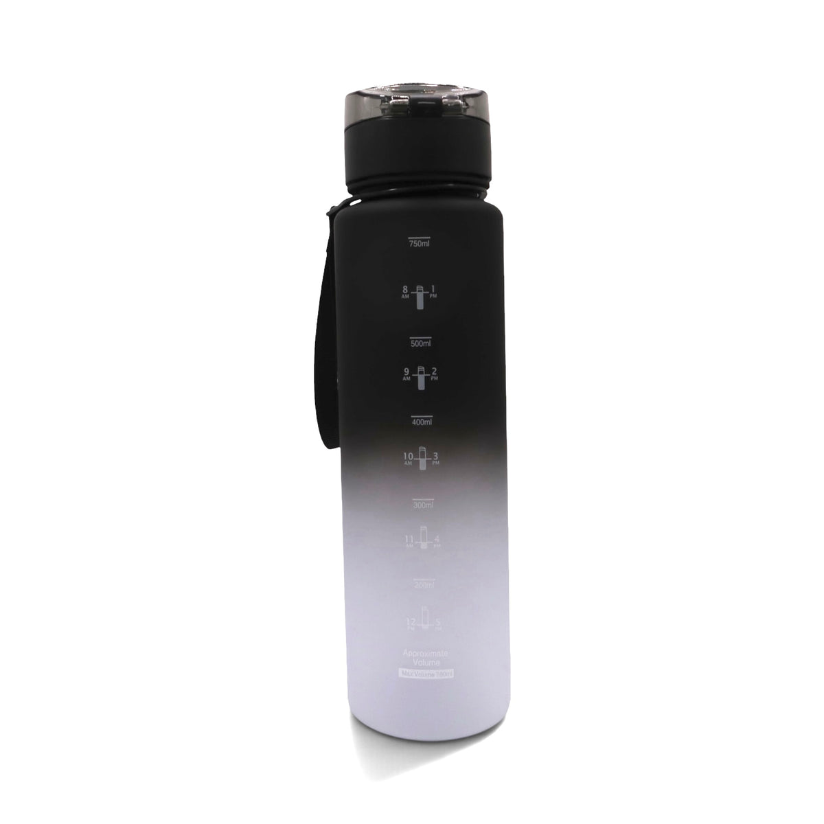 VYRON Sport-Trinkflasche 750 ml in Smoke Black, Rückseite mit Skala