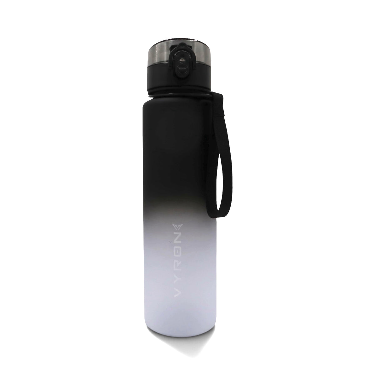 VYRON Sport-Trinkflasche 750 ml in Smoke Black, Vorderansicht mit Trageschlaufe
